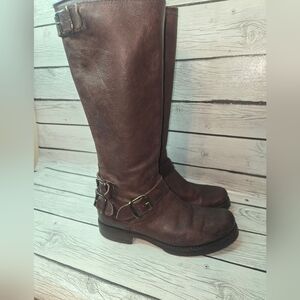 FRYE Veronica Women's Dark Brown Stone Antique Back-Zip Boot Size 6 1/2B